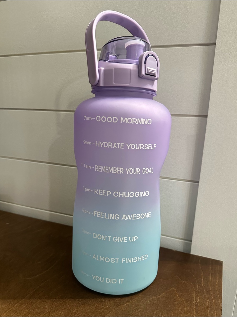 Motivational Gradient Water Bottle - Lavender to Aqua